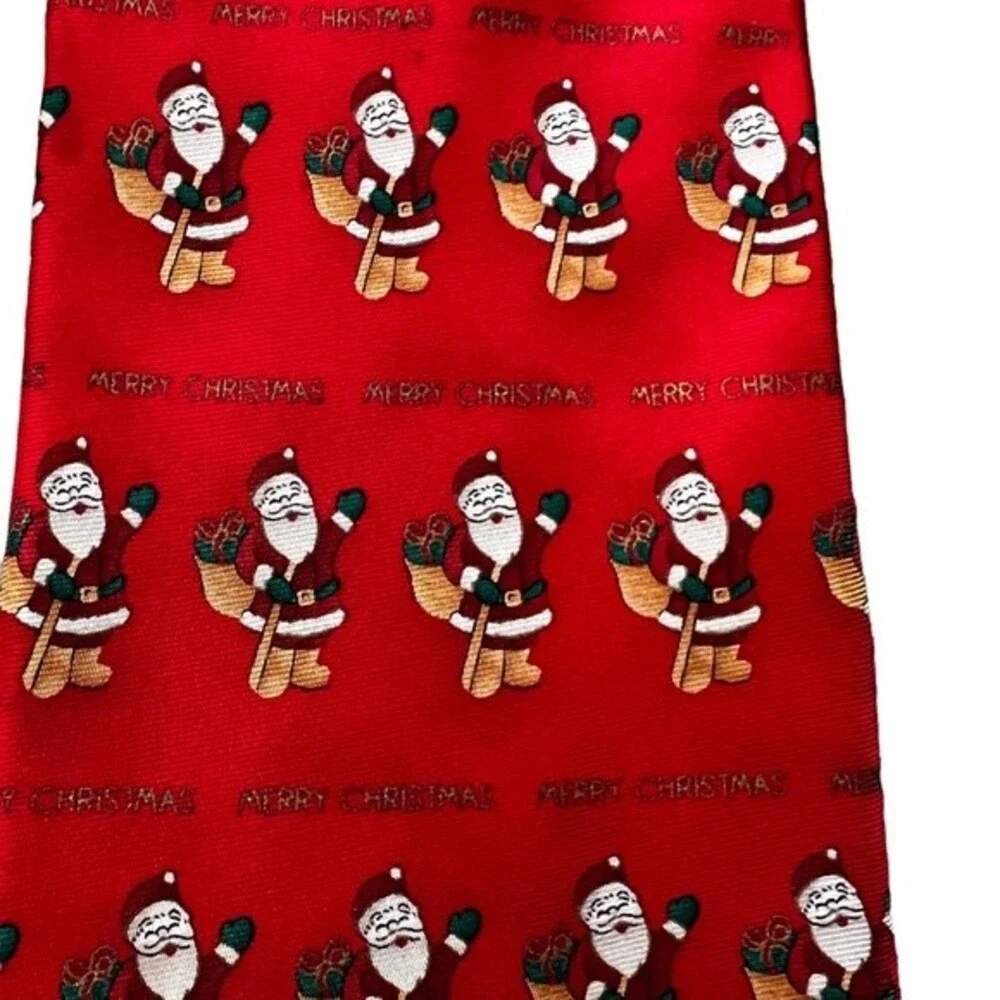 Vintage Silk Santa Tie Hallmark Traditions by MMG Holiday Christmas